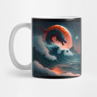 Dragon Flying over the Moon and the Ocean Mug